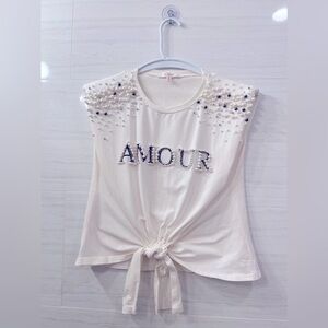 🐚💎 Mother of pearls padded shoulders top